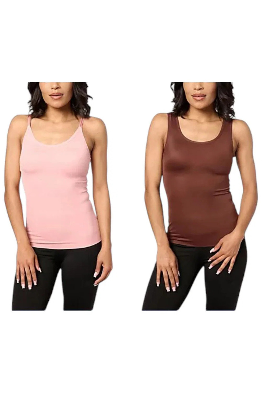 Anybody Women's 2-Pack Intimates Smoothing Tank & Cami Rose Tan/Choco - Regular